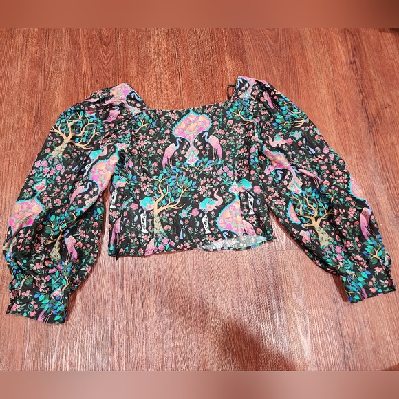 Sandro Ivea Silk Floral Elephant Bird Print Top Blouse - Picture 6 of 10